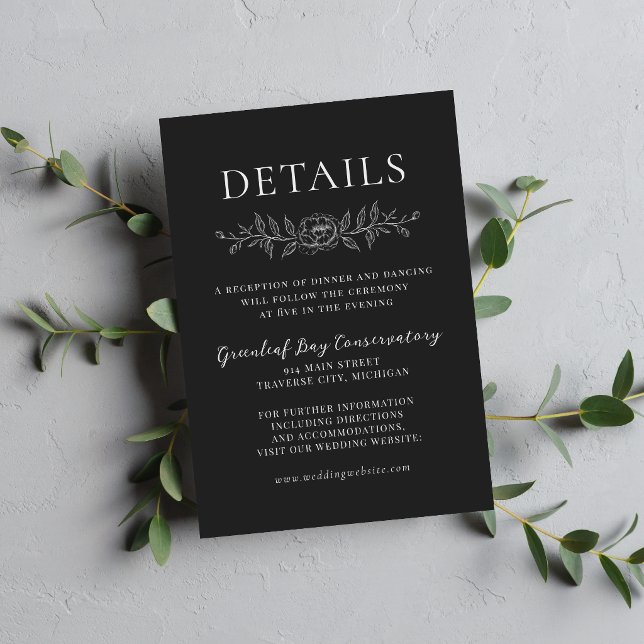 Floral Simplicity 1 Black Minimal Wedding Enclosure Card (Creator Uploaded)