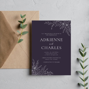 Floral Simplicity 1 Blackberry Minimal Wedding Invitation