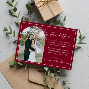 Floral Simplicity 1 Burgundy Wedding Thank You Card