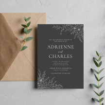 Floral Simplicity 1 Charcoal Grey Minimal Wedding