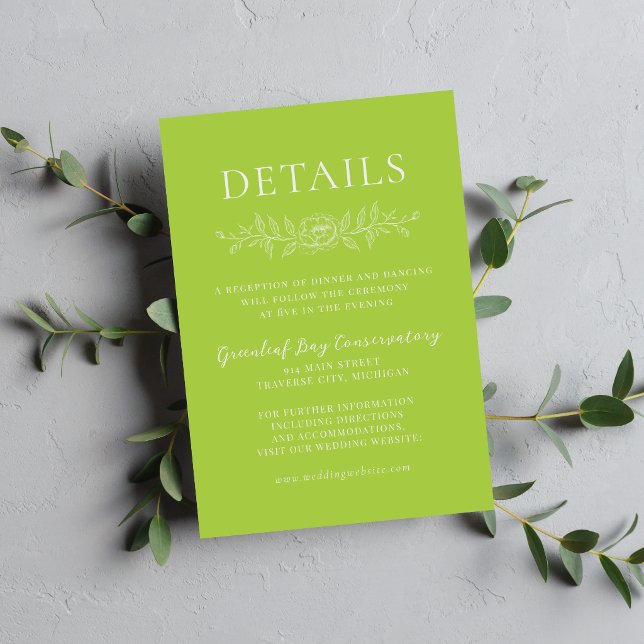 Floral Simplicity 1 Chartreuse Minimal Wedding Enclosure Card (Creator Uploaded)