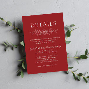 Floral Simplicity 1 Cranberry Minimal Wedding Enclosure Card