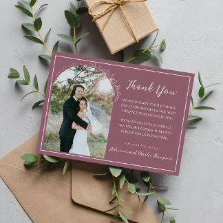 Floral Simplicity 1 Dusk Mauve Wedding Thank You Card