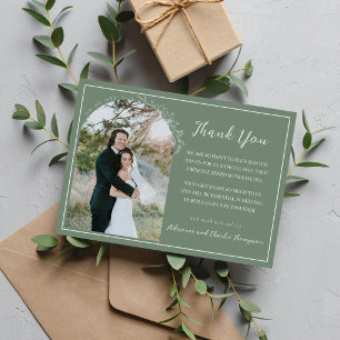 Floral Simplicity 1 Dusty Green Wedding Thank You Card