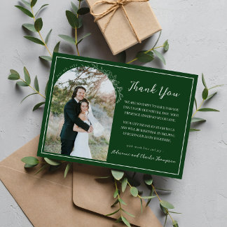 Floral Simplicity 1 Evergreen Wedding Thank You Card