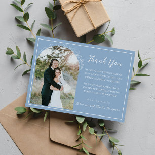 Floral Simplicity 1 Glacier Blue Wedding Thank You Card