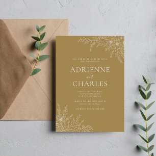 Floral Simplicity 1 Golden Oak Minimal Wedding Invitation