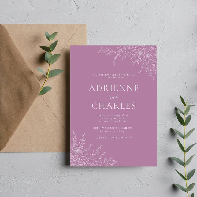 Floral Simplicity 1 Lavender Minimal Wedding Invitation (Creator Uploaded)