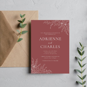 Floral Simplicity 1 Marsala Minimal Wedding Invitation