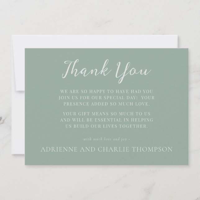 Floral Simplicity 1 Modern Green Thank You Note (Front)