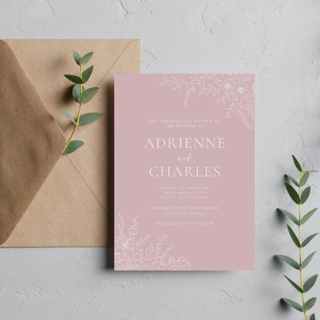 Floral Simplicity 1 Moonlight Minimal Wedding Invitation (Creator Uploaded)