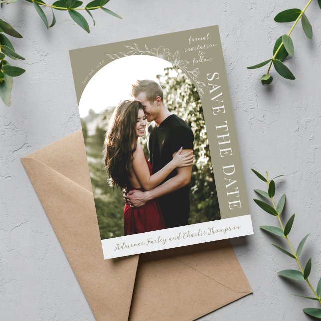 Floral Simplicity 1 Moss Green Save The Date (Creator Uploaded)