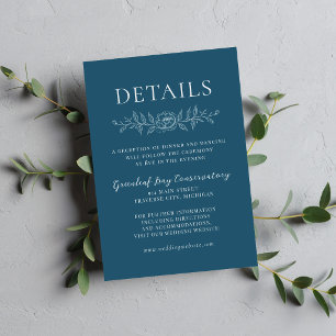 Floral Simplicity 1 Neptune Blue Minimal Wedding Enclosure Card