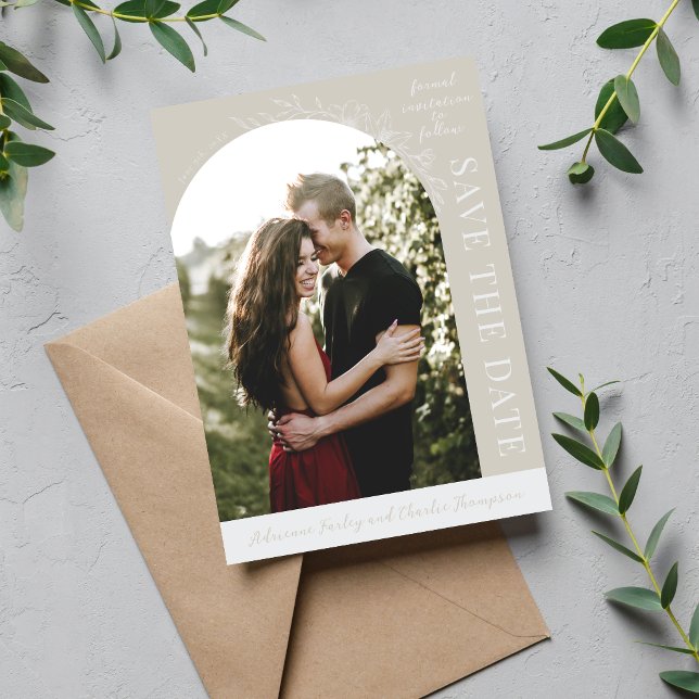 Floral Simplicity 1 Oyster Beige Save The Date (Creator Uploaded)
