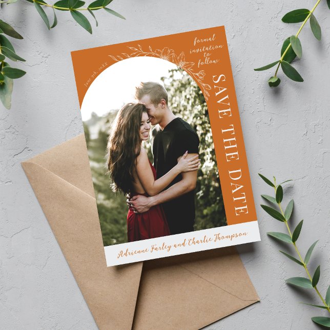 Floral Simplicity 1 Pumpkin Orange Save The Date (Creator Uploaded)