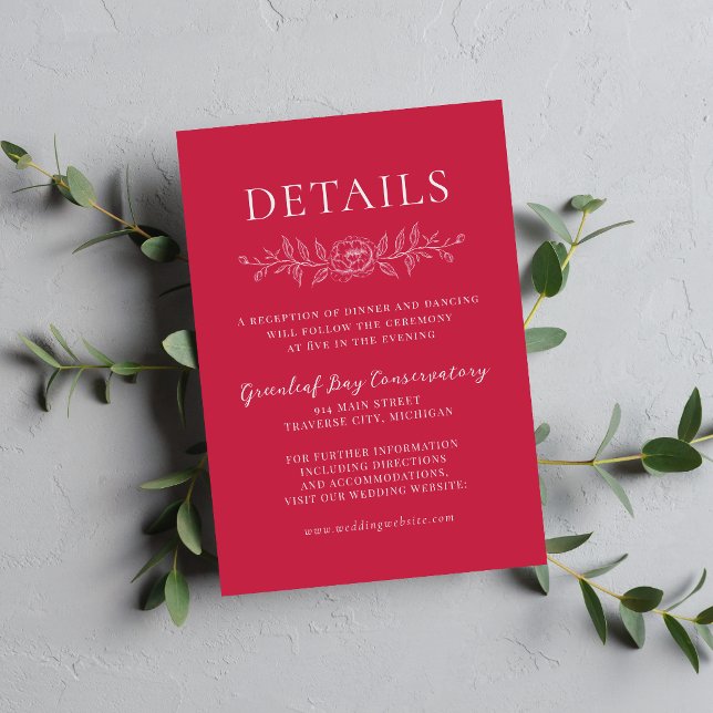Floral Simplicity 1 Raspberry Minimal Wedding Enclosure Card (Creator Uploaded)