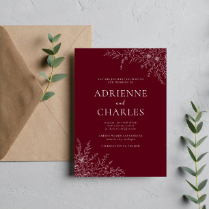 Floral Simplicity 1 Rosewood Minimal Wedding Invitation