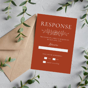 Floral Simplicity 1 Rust Orange Minimal Wedding RSVP Card