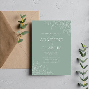 Floral Simplicity 1 Sage Green Minimal Wedding Invitation