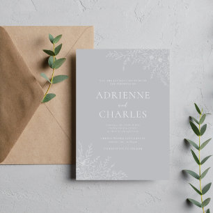 Floral Simplicity 1 Sterling Grey Minimal Wedding Invitation