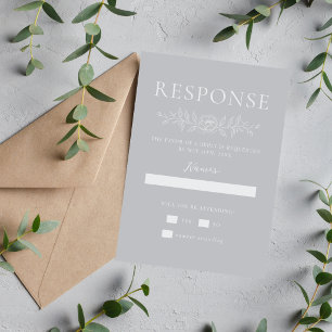 Floral Simplicity 1 Sterling Grey Minimal Wedding RSVP Card