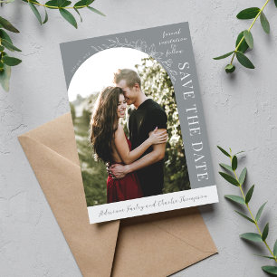 Floral Simplicity 1 Stone Grey Save The Date