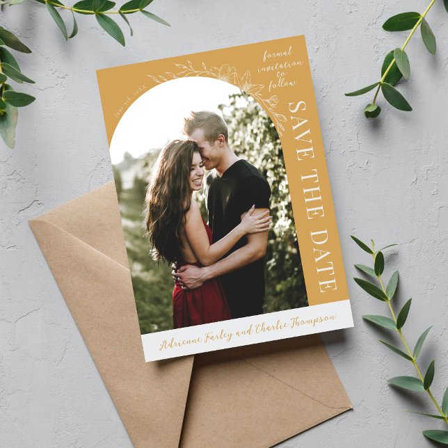 Floral Simplicity 1 Yellow Ochre Save The Date (Creator Uploaded)