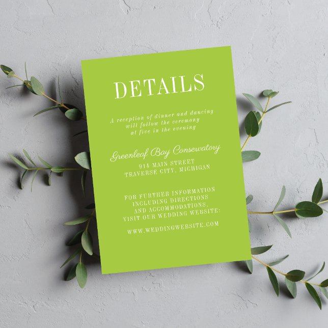 Floral Simplicity 2 Chartreuse Minimalist Wedding Enclosure Card (Creator Uploaded)