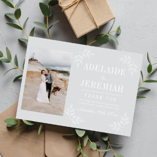 Floral Simplicity 2 Cool Mist Gray Wedding Thank You Card