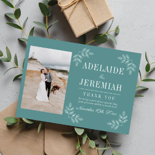 Floral Simplicity 2 Duck Egg Wedding Thank You Card