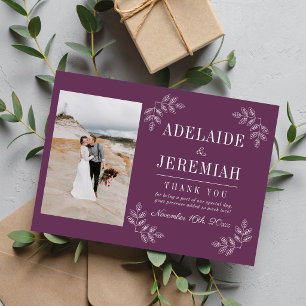 Floral Simplicity 2 Grape Purple Wedding Thank You Card