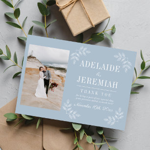 Floral Simplicity 2 Ice Blue Wedding Thank You Card