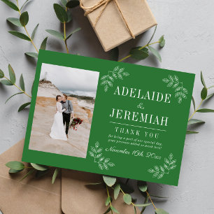 Floral Simplicity 2 Meadow Green Wedding Thank You Card