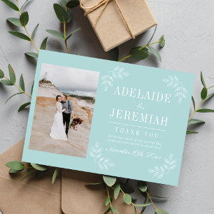 Floral Simplicity 2 Ocean Mist Wedding Thank You Card