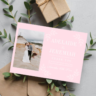Floral Simplicity 2 Primrose Pink Wedding Thank You Card
