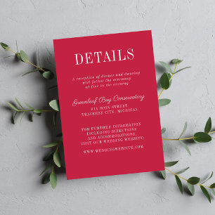 Floral Simplicity 2 Raspberry Minimalist Wedding Enclosure Card