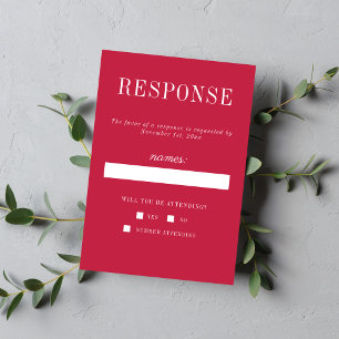 Floral Simplicity 2 Raspberry Minimalist Wedding RSVP Card