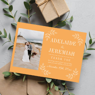 Floral Simplicity 2 Sorbet Orange Wedding Thank You Card