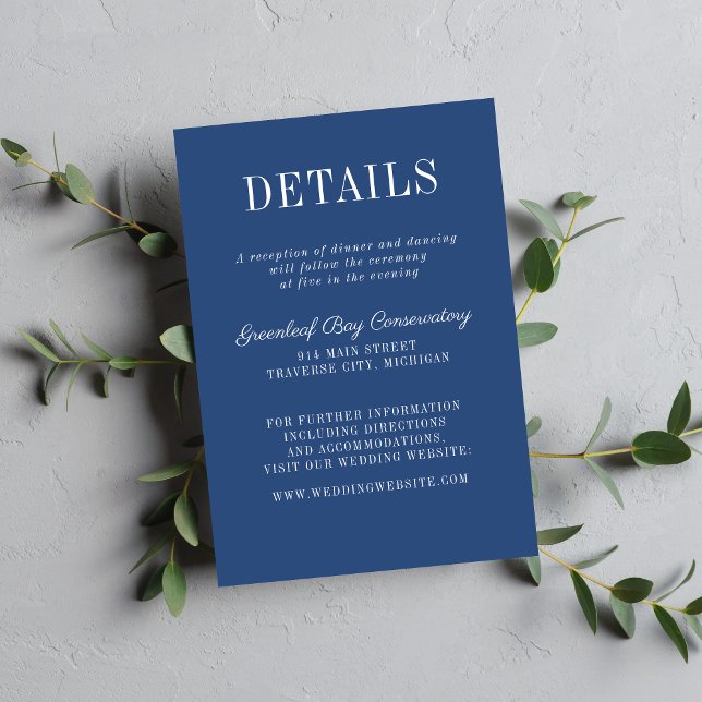 Floral Simplicity 2 True Blue Minimalist Wedding Enclosure Card (Creator Uploaded)