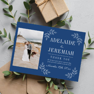 Floral Simplicity 2 True Blue Wedding Thank You Card