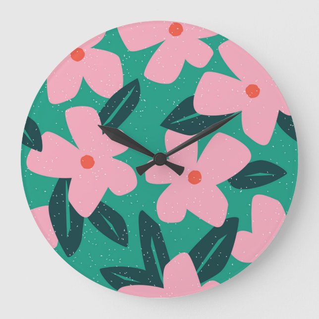 Floral Simplicity: Abstract Beauty Large Clock (Front)