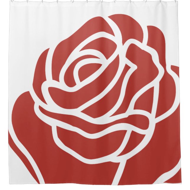 Floral Single Red Rose Shower Curtain (Front)