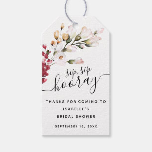 Floral Sip Sip Hooray Favour Bridal Shower Gift Tags
