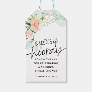 Floral Sip Sip Hooray Favour Bridal Shower Gift Tags