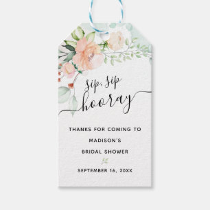 Floral Sip Sip Hooray Favour Bridal Shower Gift Tags