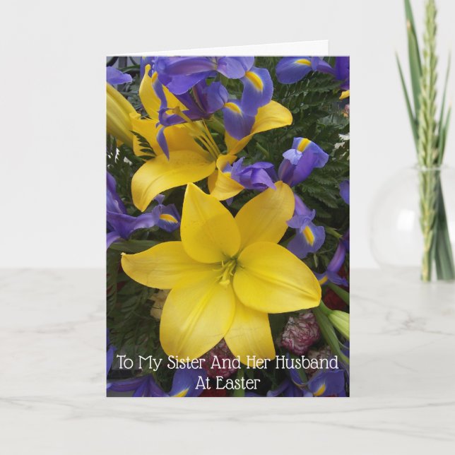 Floral Sister And Husband Easter Holiday Card (Front)