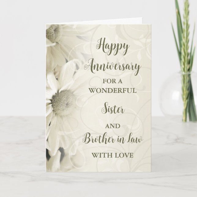 Floral Sister & Brother in Law Anniversary Card (Front)