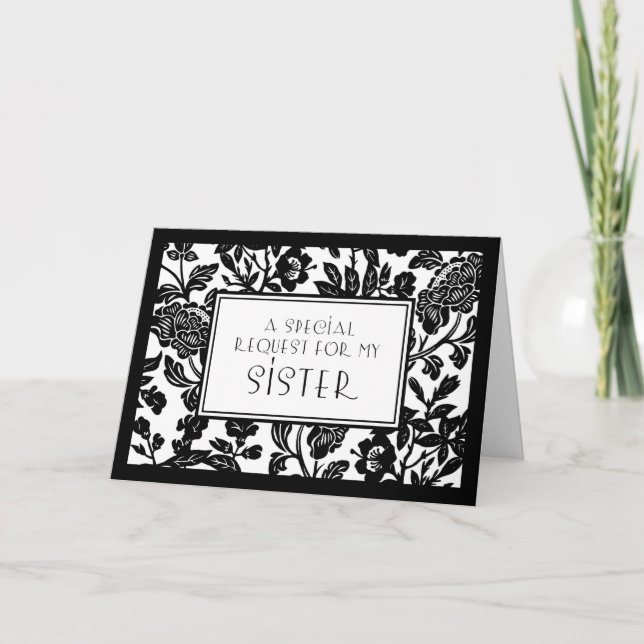Floral Sister Maid of Honour Invitation Card (Front)
