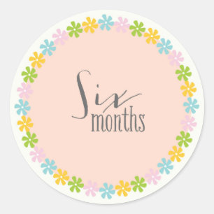Floral Six Months New Baby Sticker