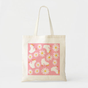 Floral Skates Roller Skating Pattern Tote Bag